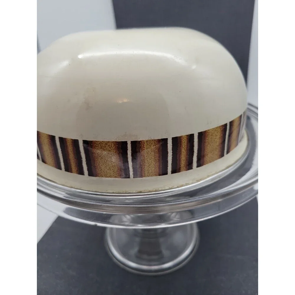 1960s Metal Enamel Mixing Bowl Set Brown Cream Retro Vtg 3 Piece Stripe Camping